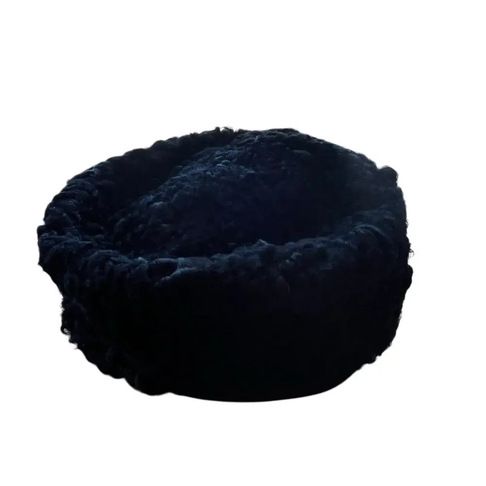 Vintage Persian Lamb Hat Women Size 6 5/8 Black Fitted Pill Box Squishee Winter - Picture 7 of 8